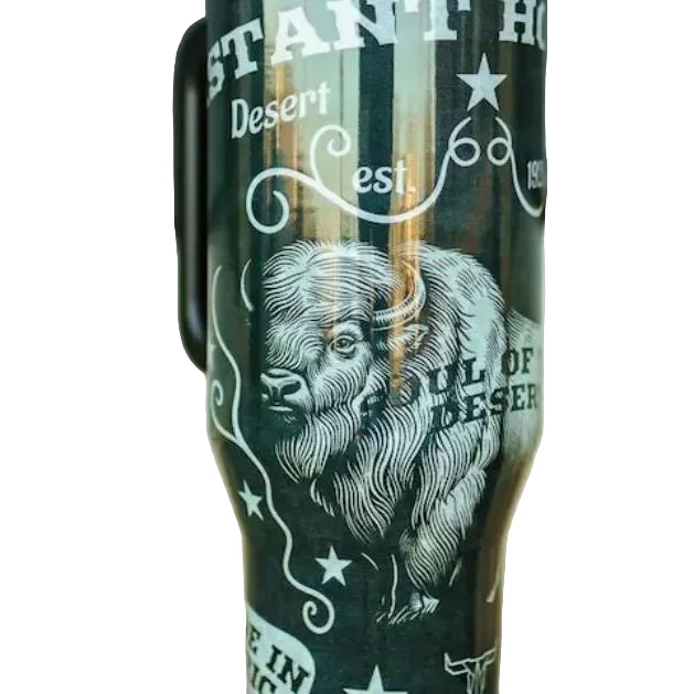 Tumblers with Handle  and Flip Straw- Black Buffalo