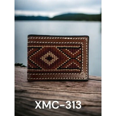 Twisted X Money Clip Magnetic Flap Brown Beaded