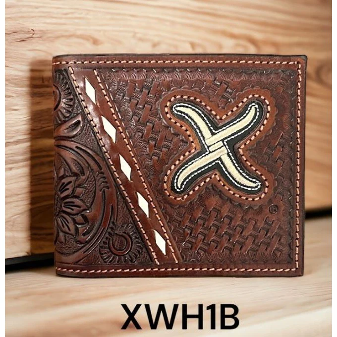 Twisted X  Basket Weave Buckstitch  Bifold Wallet