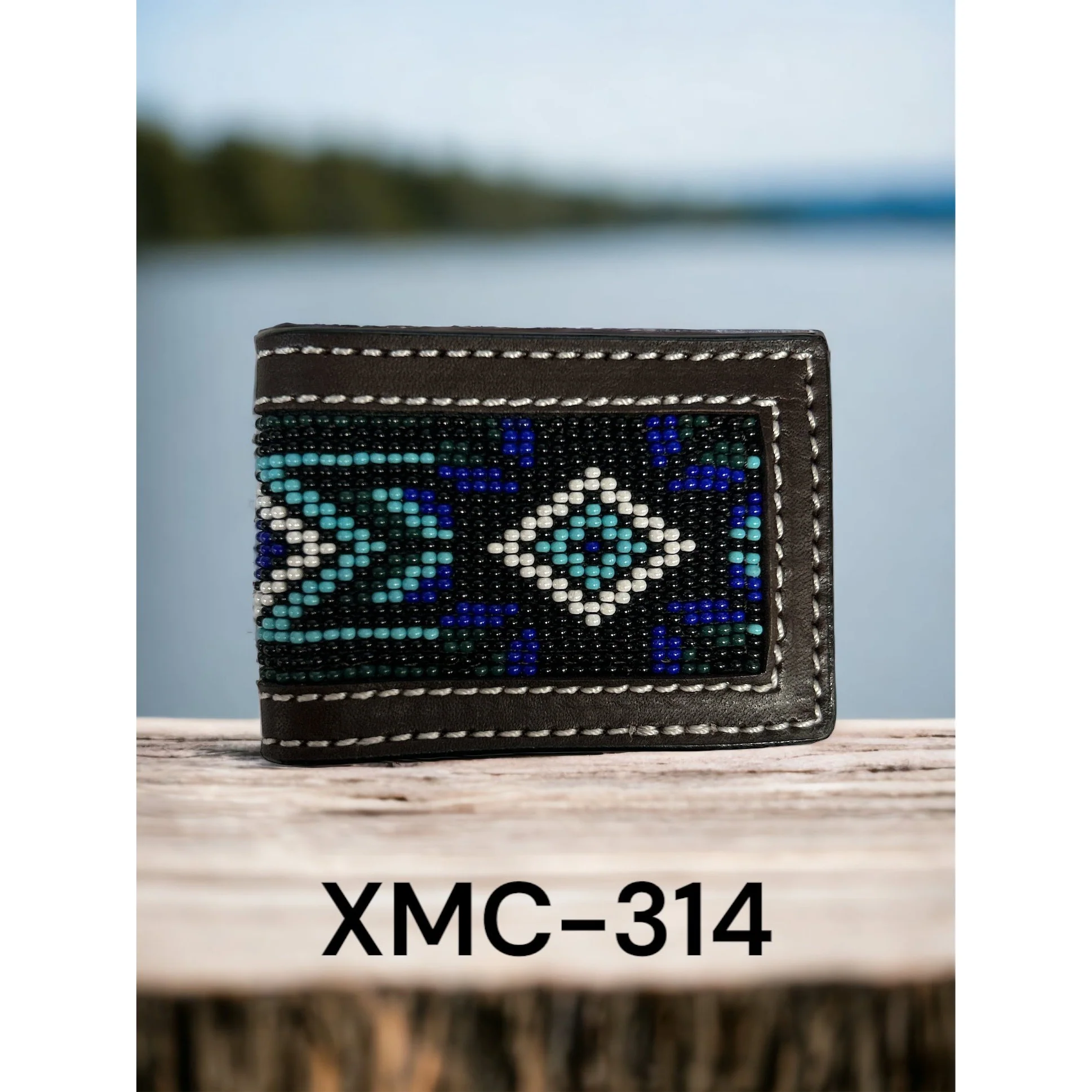 Twisted X Money Clip Magnetic Flap Blue Beaded