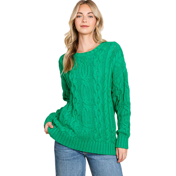 Vanilla Bay Women's Cable Knit Long Sleeve Round Neck Sweater - Image 2
