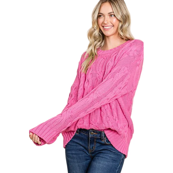 Vanilla Bay Women's Cable Knit Long Sleeve Round Neck Sweater - Image 6