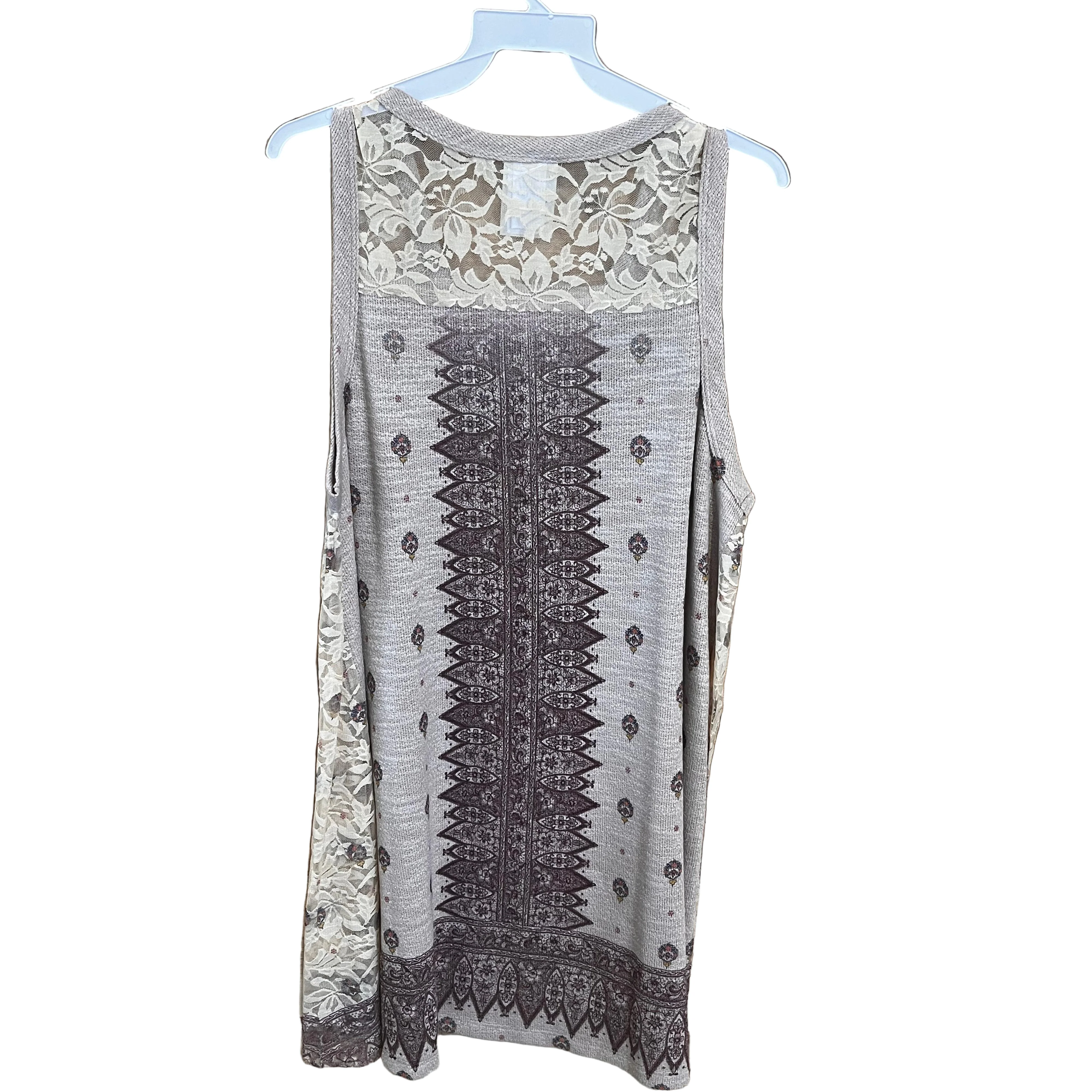 Vocal Apparel Crochet Lace Contrast Print Shirt- Assorted Colours - Image 5