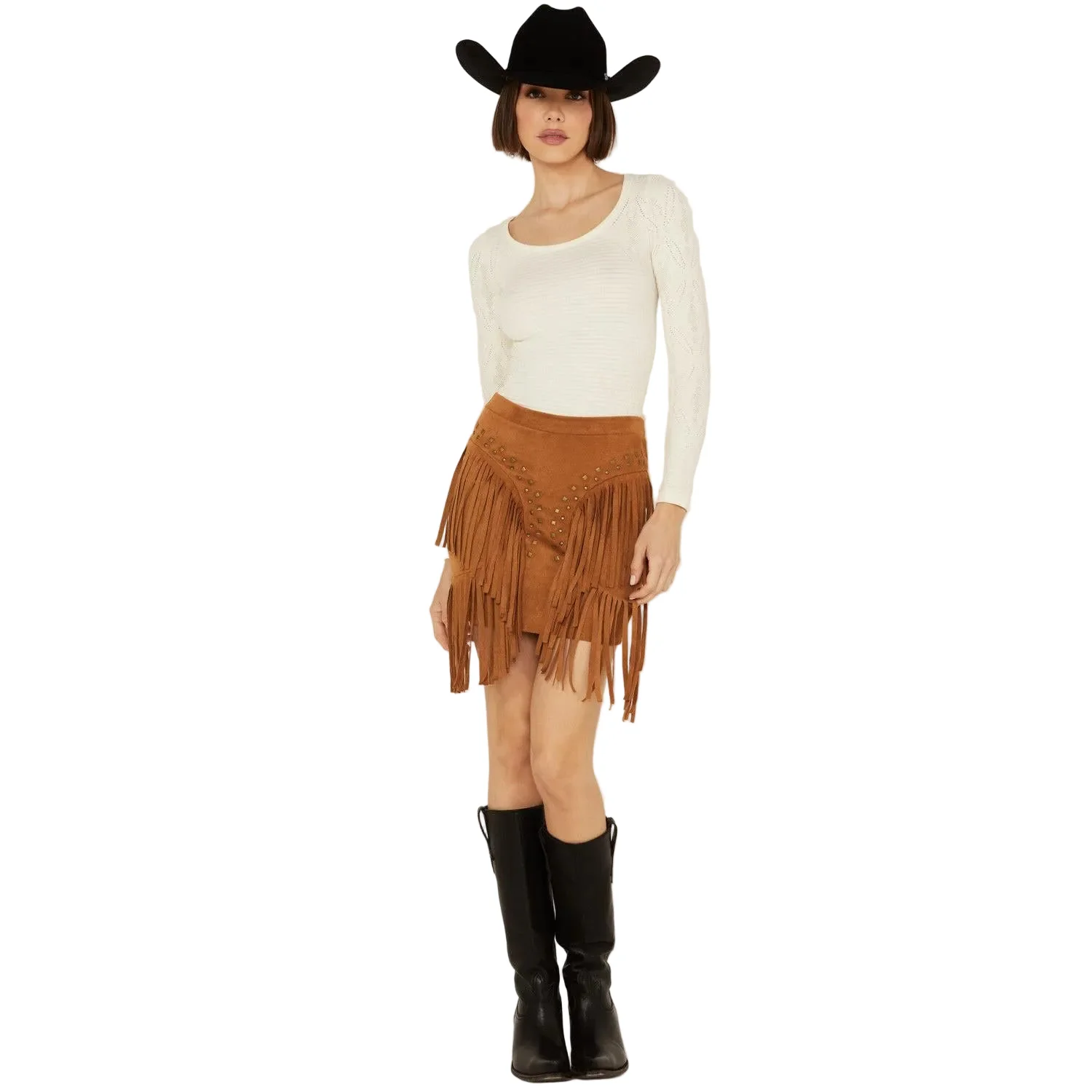 Vocal Apparel Stud Embellished Layered Fringe Side Detail Mini Skirt - Multiple Colours - Image 2