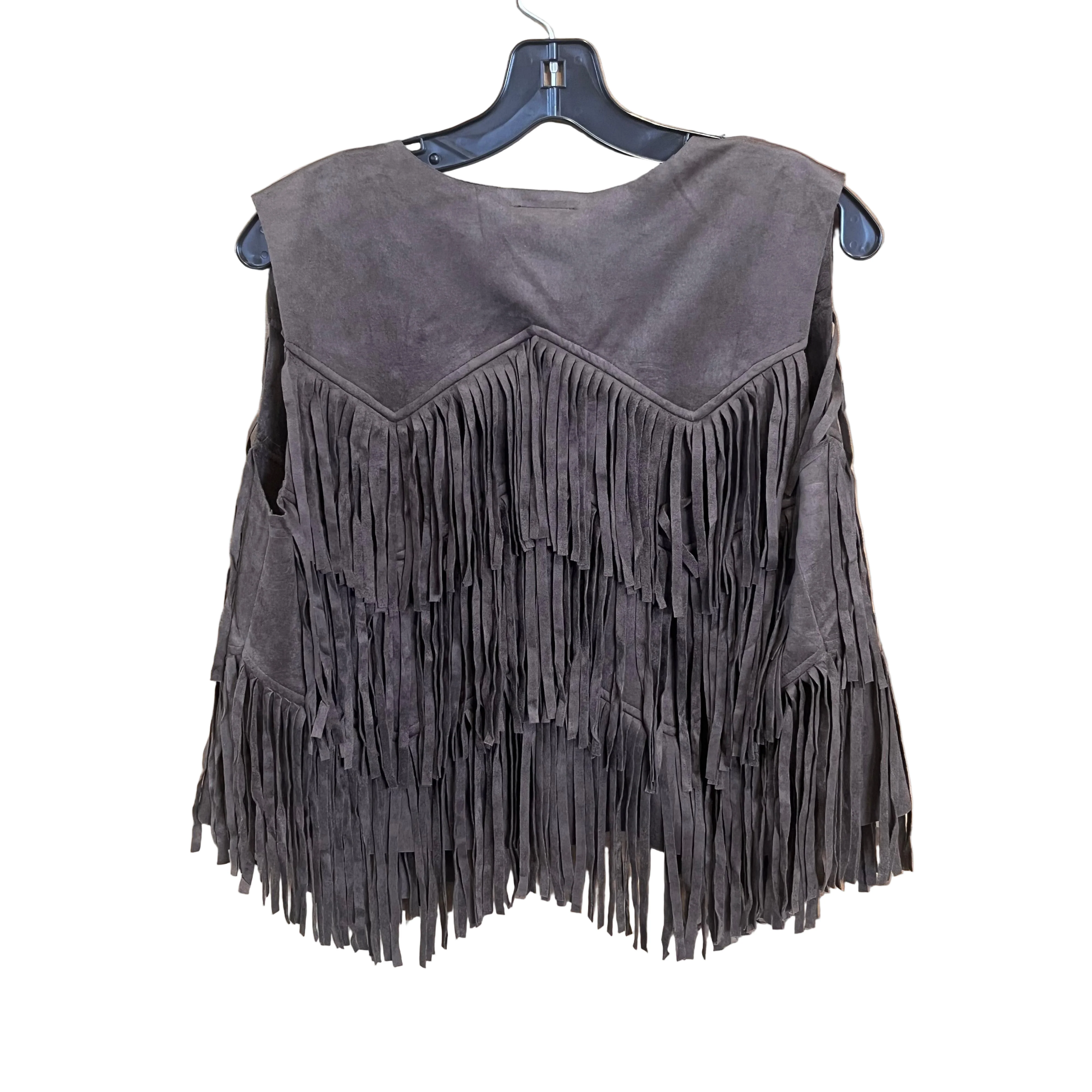 Vocal Apparel Suede Chevron Shape Fringe Vest- Assorted Colours - Image 2