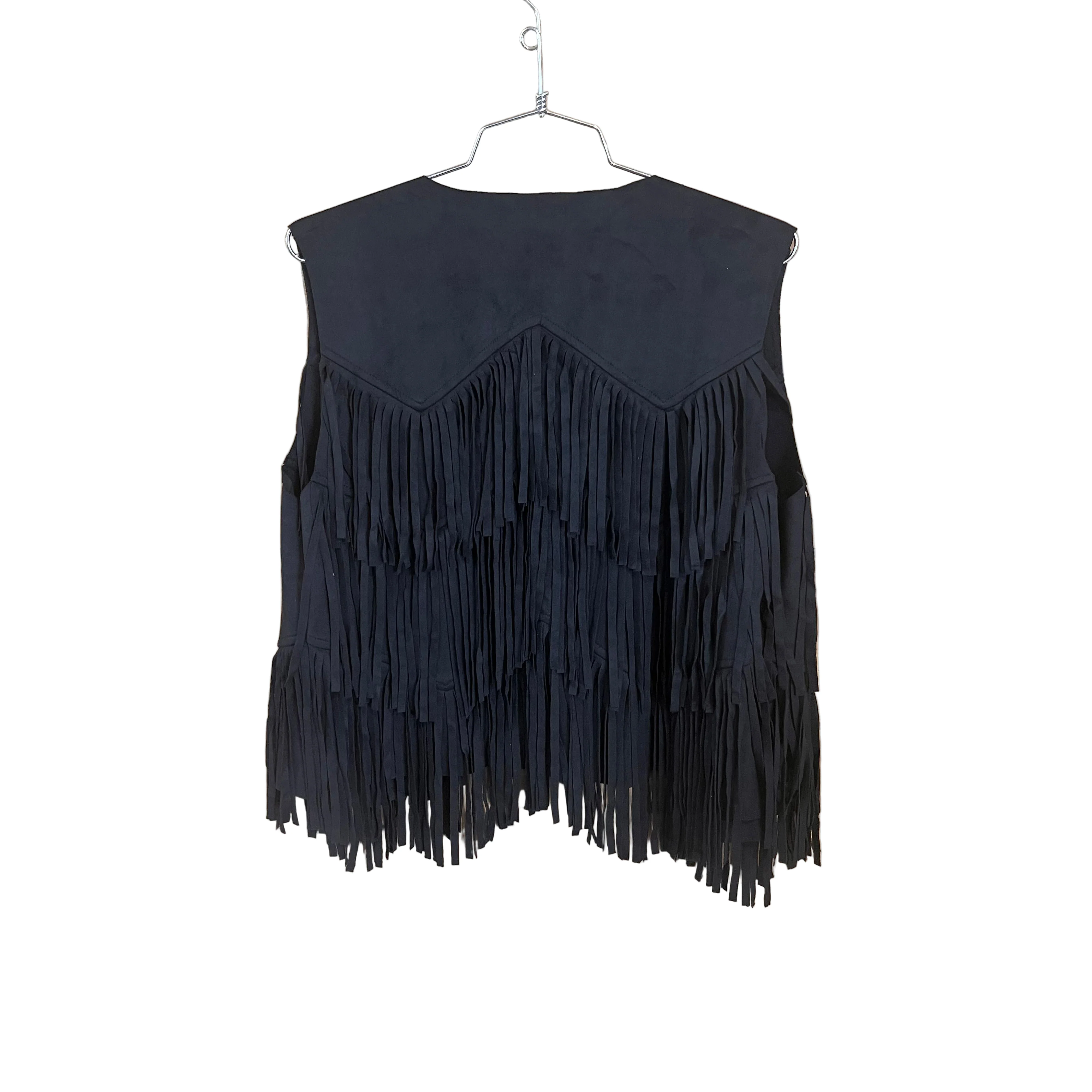 Vocal Apparel Suede Chevron Shape Fringe Vest- Assorted Colours - Image 4
