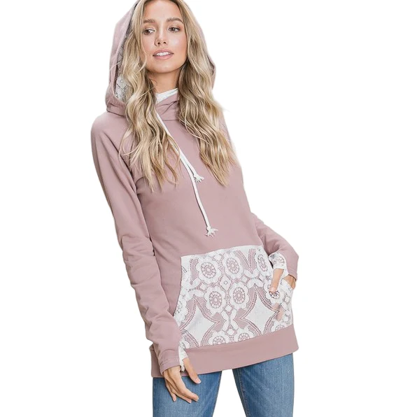 Vanilla Bay Solid Knit & Lace Hoodie - Image 2