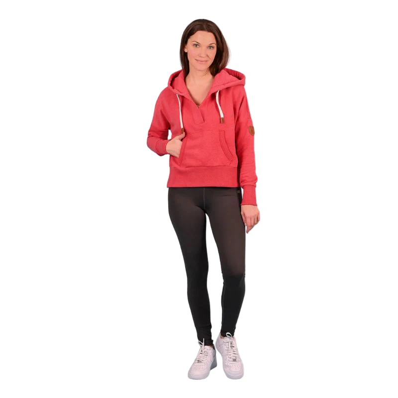 Wanakome Cropped Open Front Hoodie - Coral Pink - Image 2