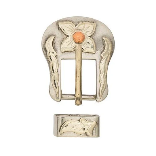 Weaver Leather Floral Buckle and Loop Set- Stainless Steel