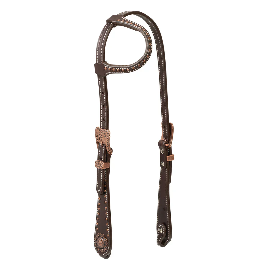 Weaver Western Outlaw Sliding Ear Headstall with Copper Accents