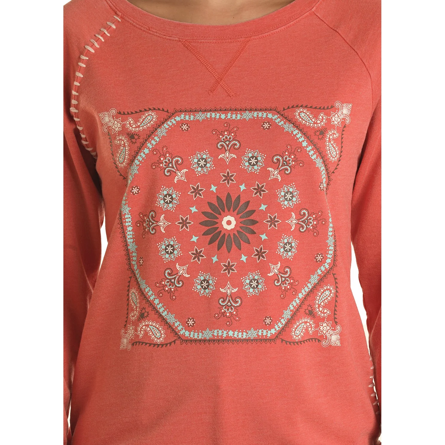 Panhandle White Label Women's Bandana Graphic Sweatshirt - Coral - Image 2