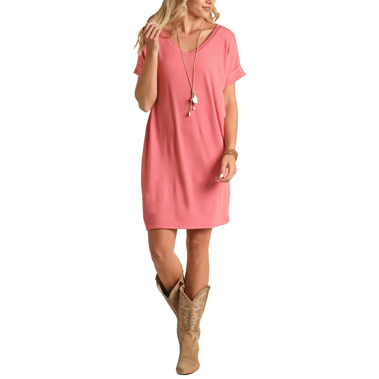 Rock & Roll White Label Women's Cuff Sleeve Knit Dress