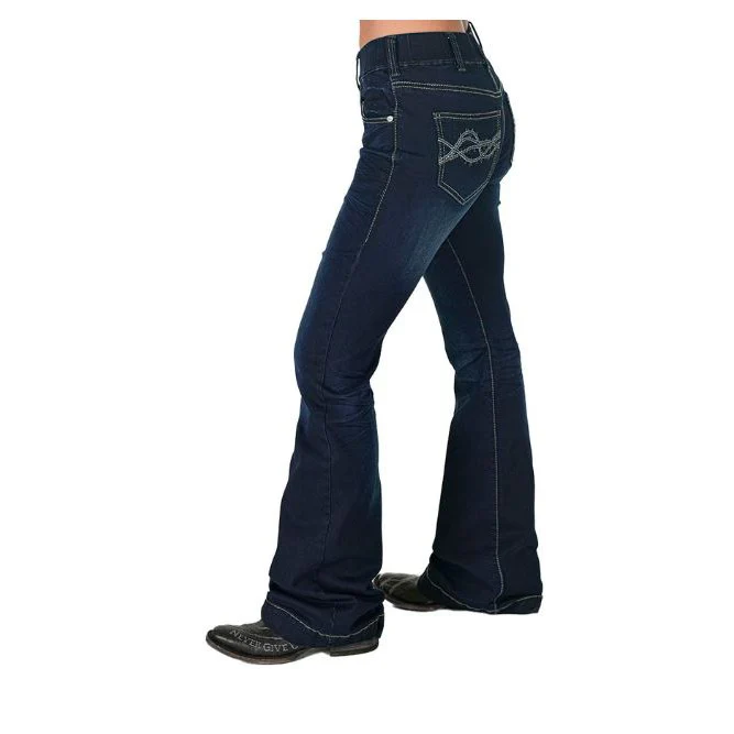 Women's Pull on Dark DFMI Trouser- Dark Wash - Image 4