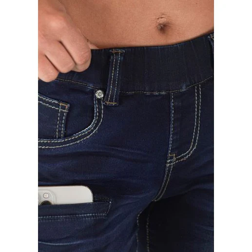 Women's Pull on Dark DFMI Trouser- Dark Wash - Image 5