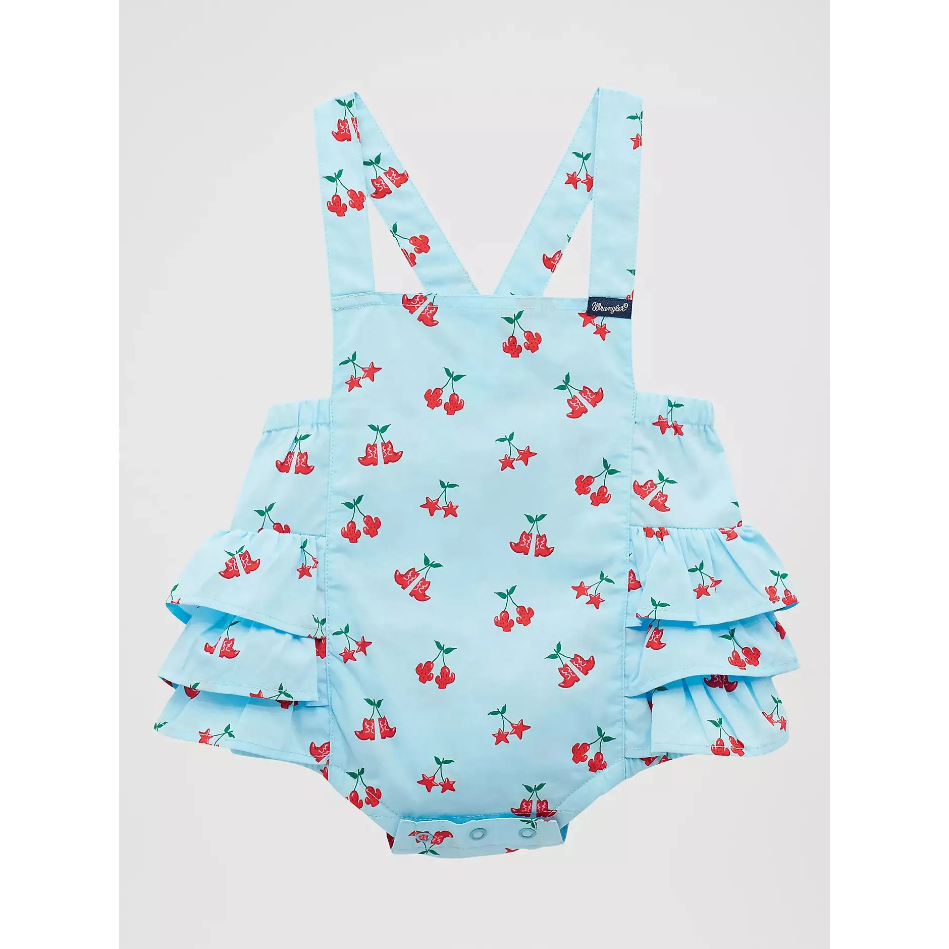Wrangler® Baby Girl's Western Printed Ruffle Onesie/Bodysuit - Blue