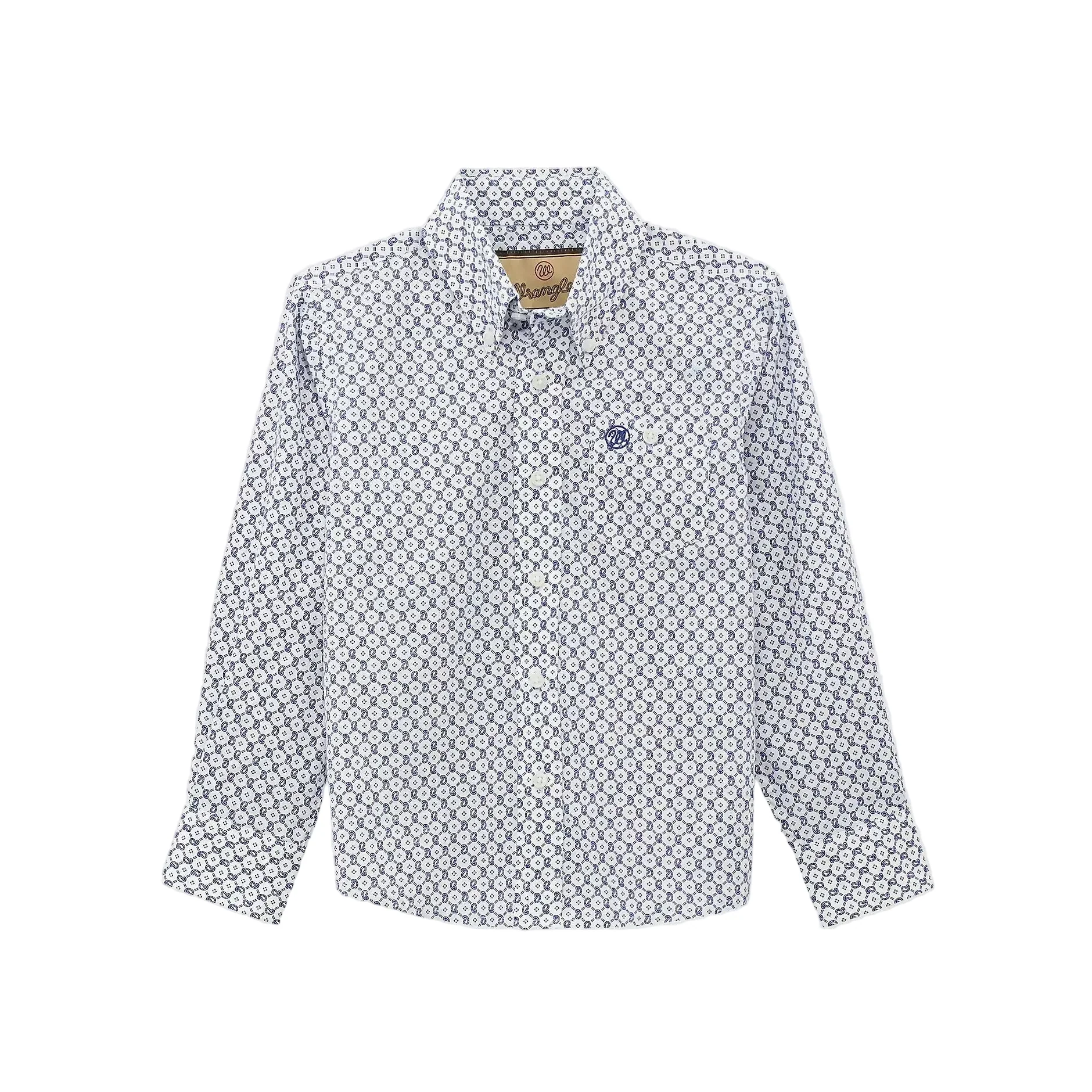 Wrangler® Boy's Classic Long Sleeve Button Down Print Shirt - Circle Geo