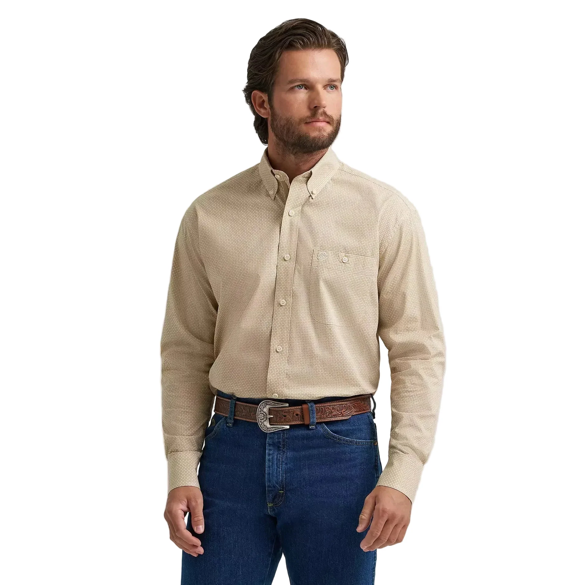 Wrangler® George Strait™ Long Sleeve Button Down One Pocket Shirt - Wheat Yellow