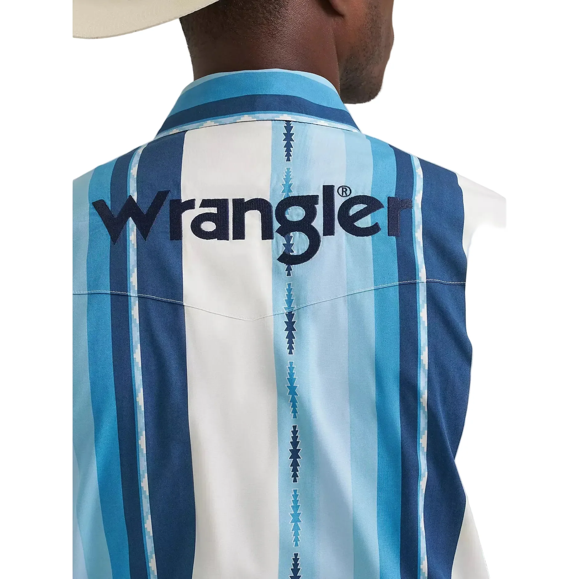 Wrangler® Men's Logo Long Sleeve Striped Shirt - Blue Clouds - Image 2