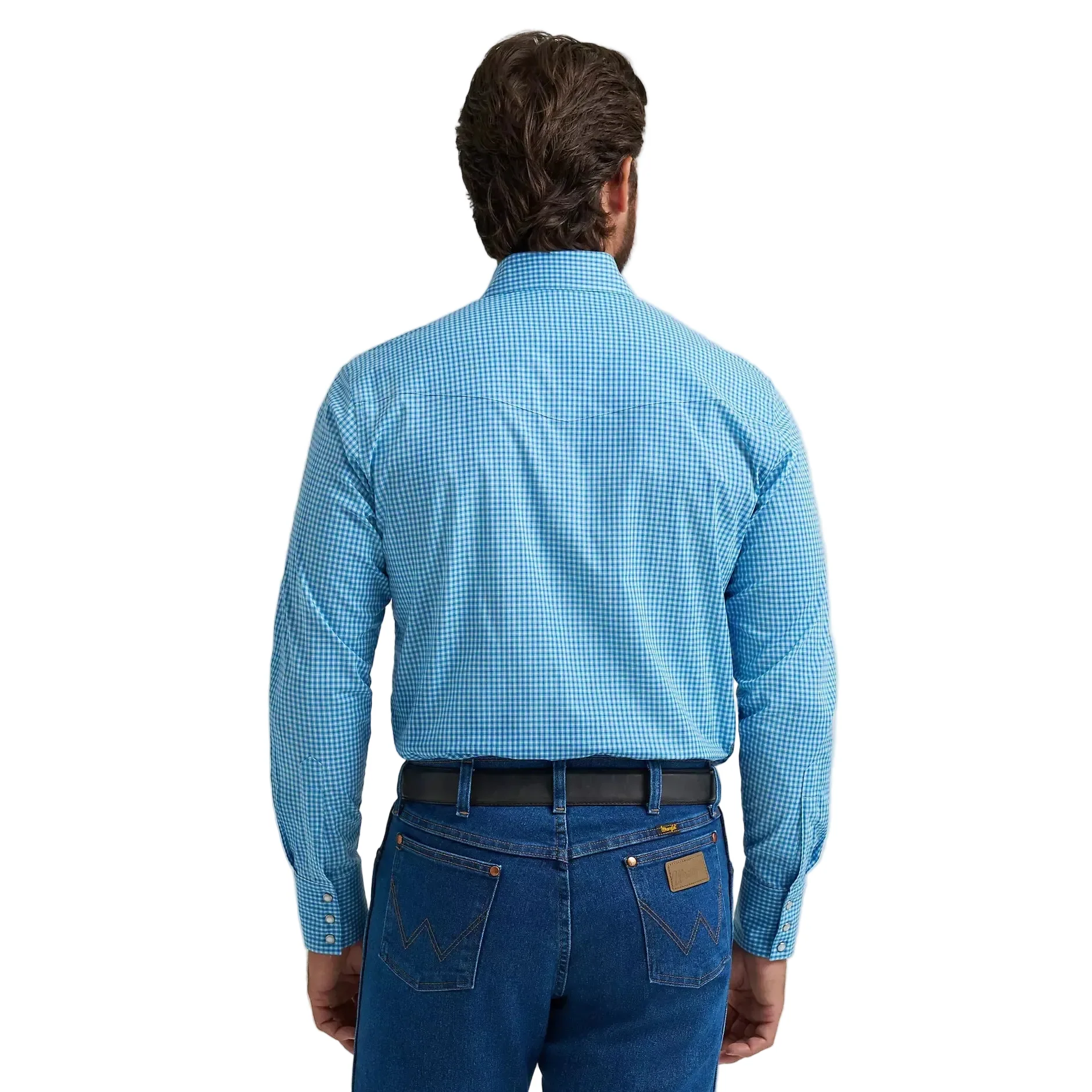 Wrangler® Men's Wrinkle Resistant Long Sleeve Western Snap Plaid Shirt - Blue Bold - Image 2