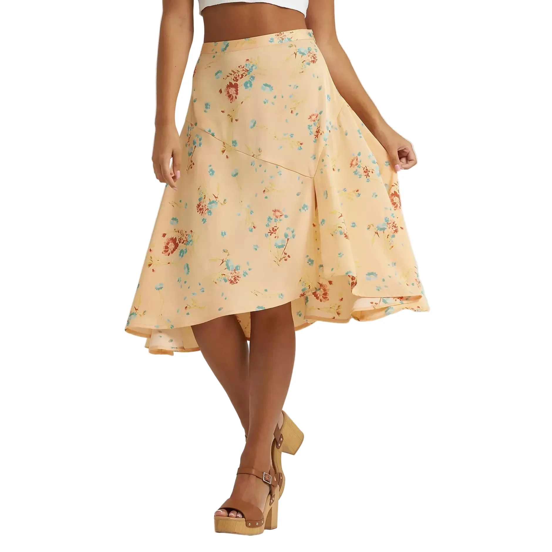 Wrangler® Women's Flowy Handkerchief Midi Skirt - Orange Peach