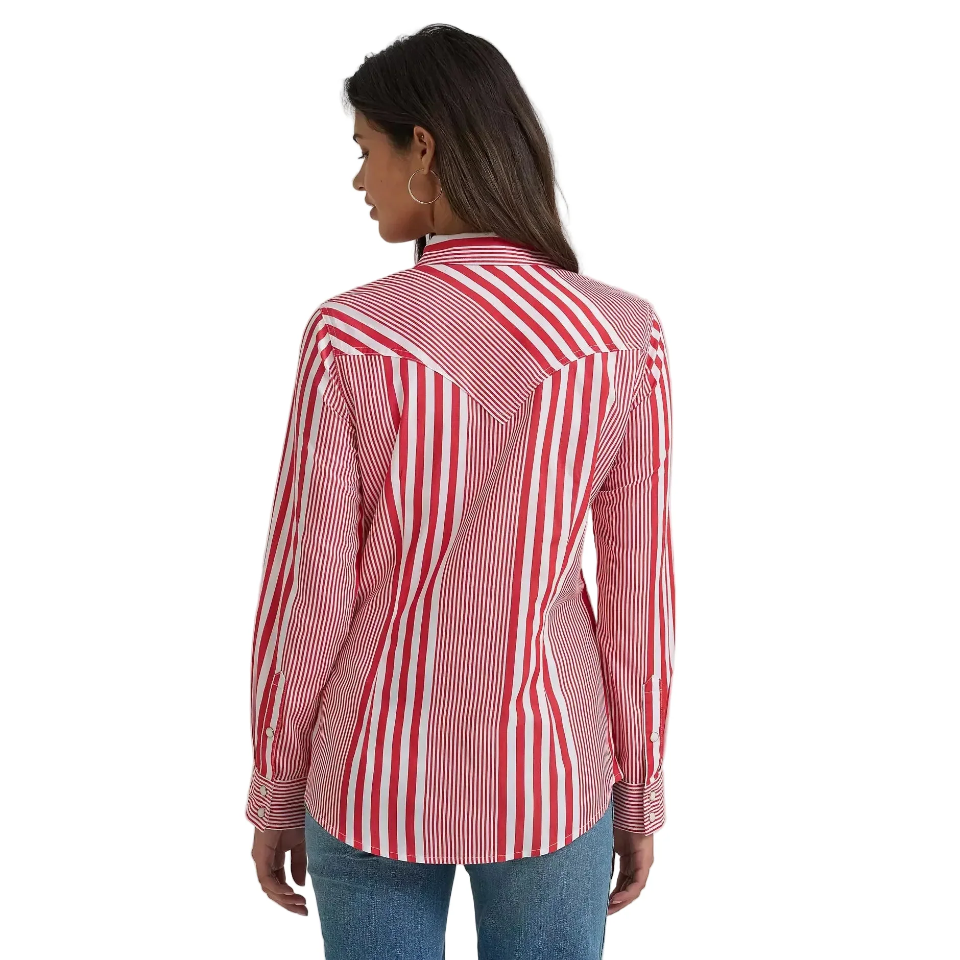Wrangler® Women's Olivia Western Slim Long Sleeve Snap Shirt - Americana Red - Image 2