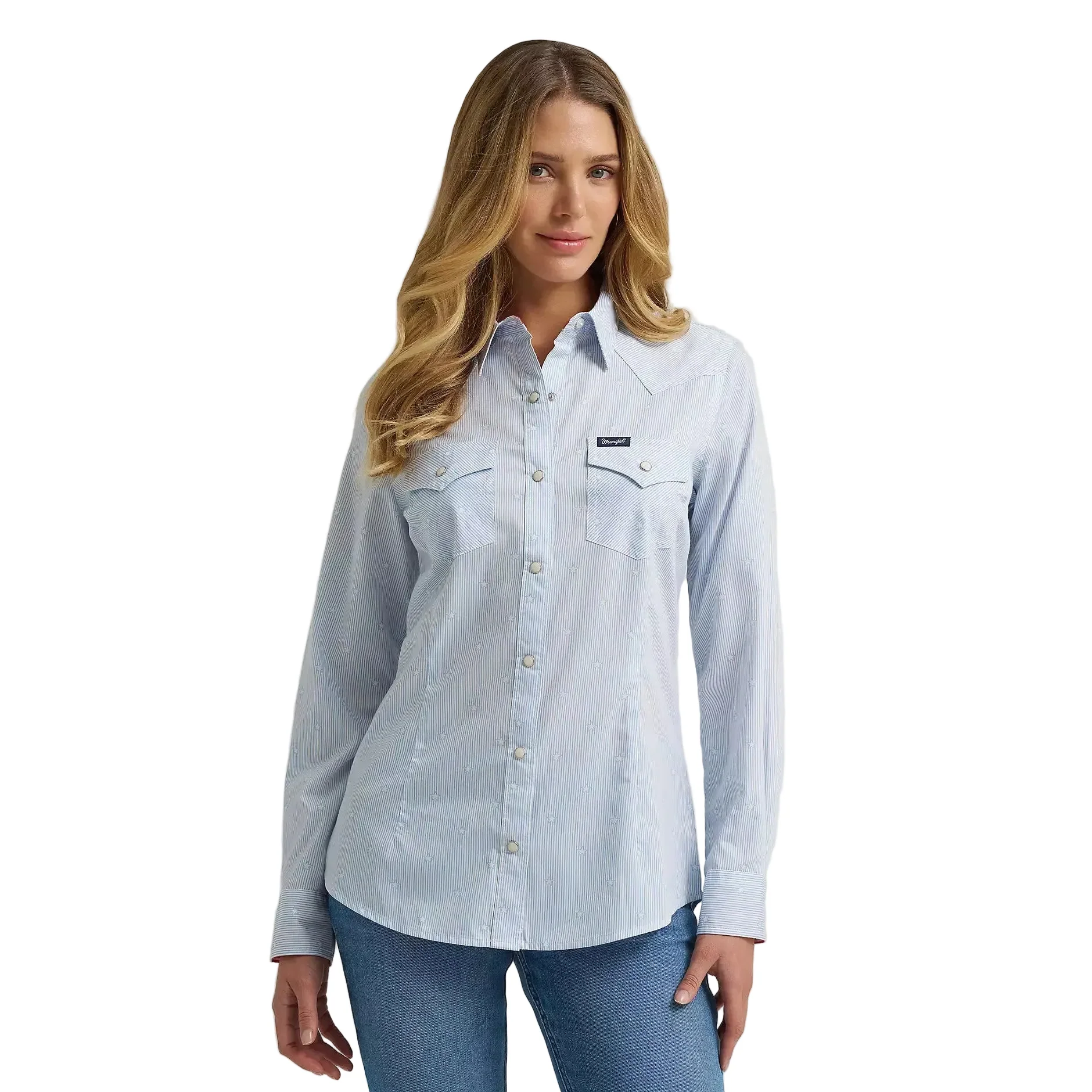 Wrangler® Women's Olivia Western Slim Long Sleeve Snap Shirt - Star Blue