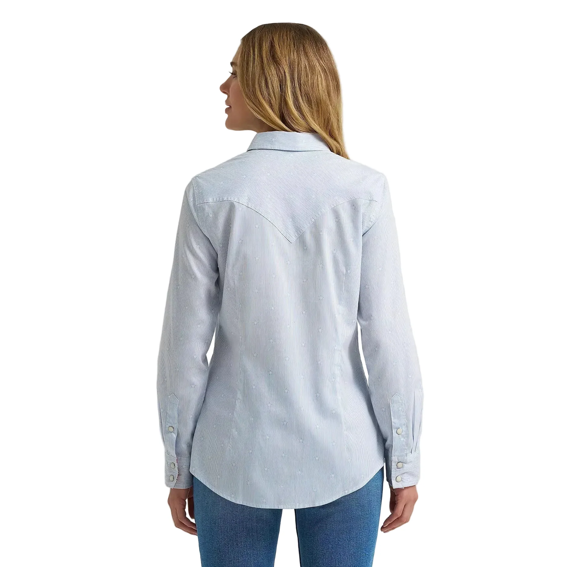 Wrangler® Women's Olivia Western Slim Long Sleeve Snap Shirt - Star Blue - Image 2