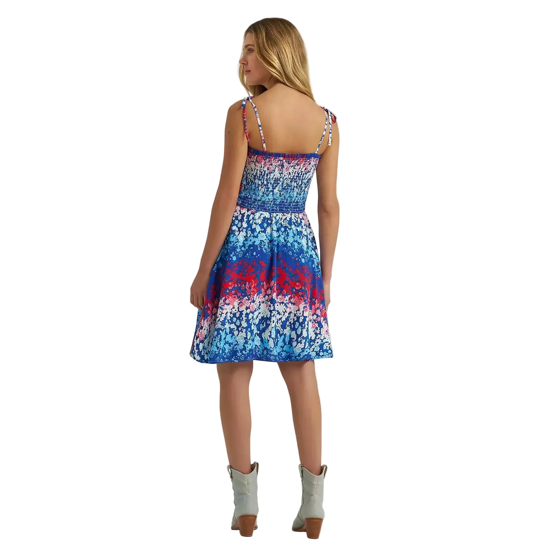 Wrangler® Women's Tie Americana Smocked Dress - Blue - Image 2