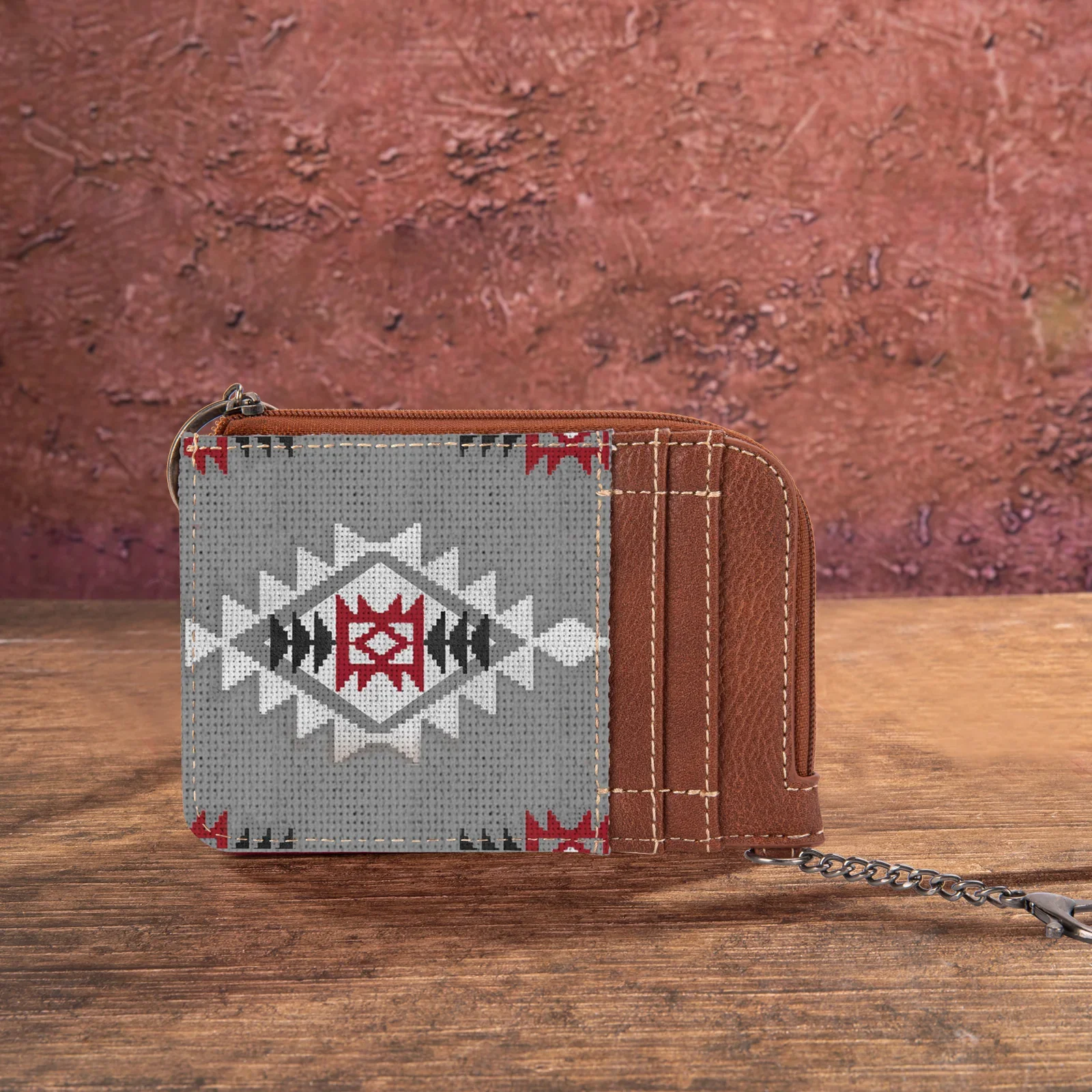 Wrangler Women's Allover Aztec Print Mini Zip Card Case - Lavender