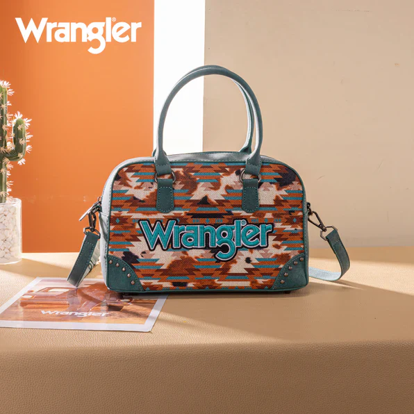 Wrangler Aztec Print Satchel Crossbody Bag- Multiple Colours - Image 3