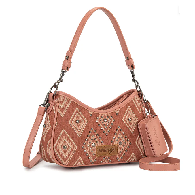 Wrangler Aztec Studded Denim Shoulder Bag with Mini Pouch- Multiple Colours - Image 3