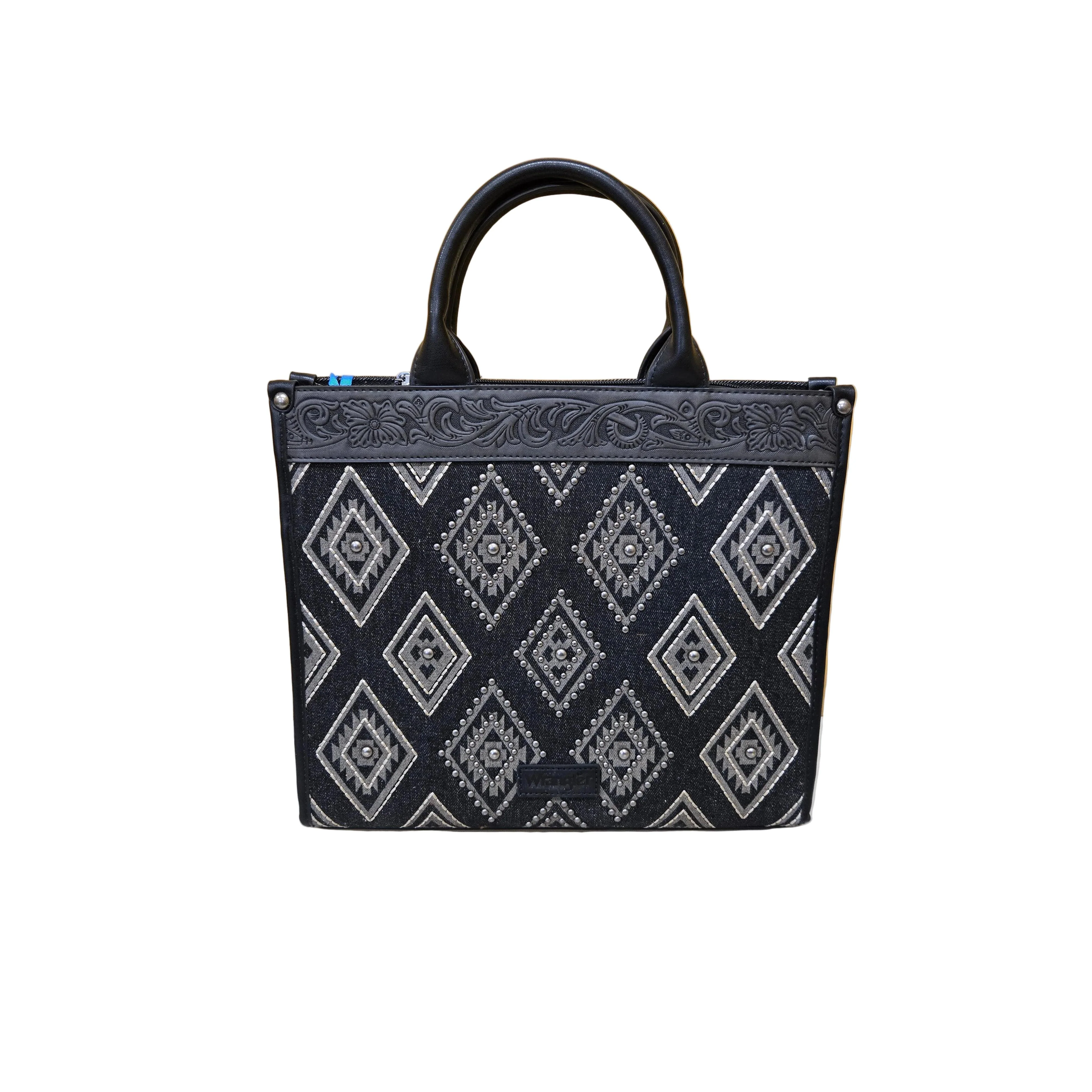 Wrangler Aztec Studded Denim Tote & Crossbody Bag- Multiple Colours