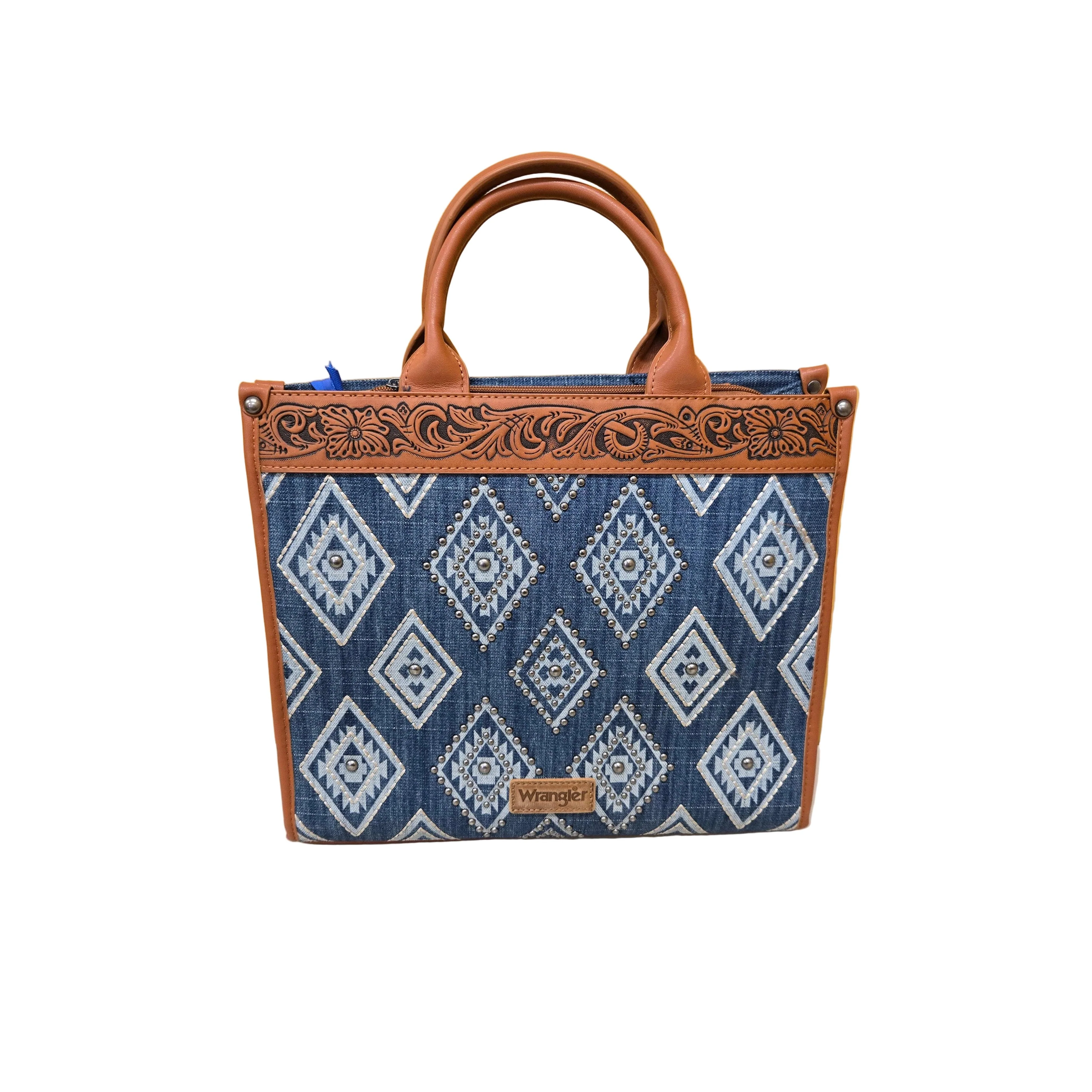 Wrangler Aztec Studded Denim Tote & Crossbody Bag- Multiple Colours - Image 3