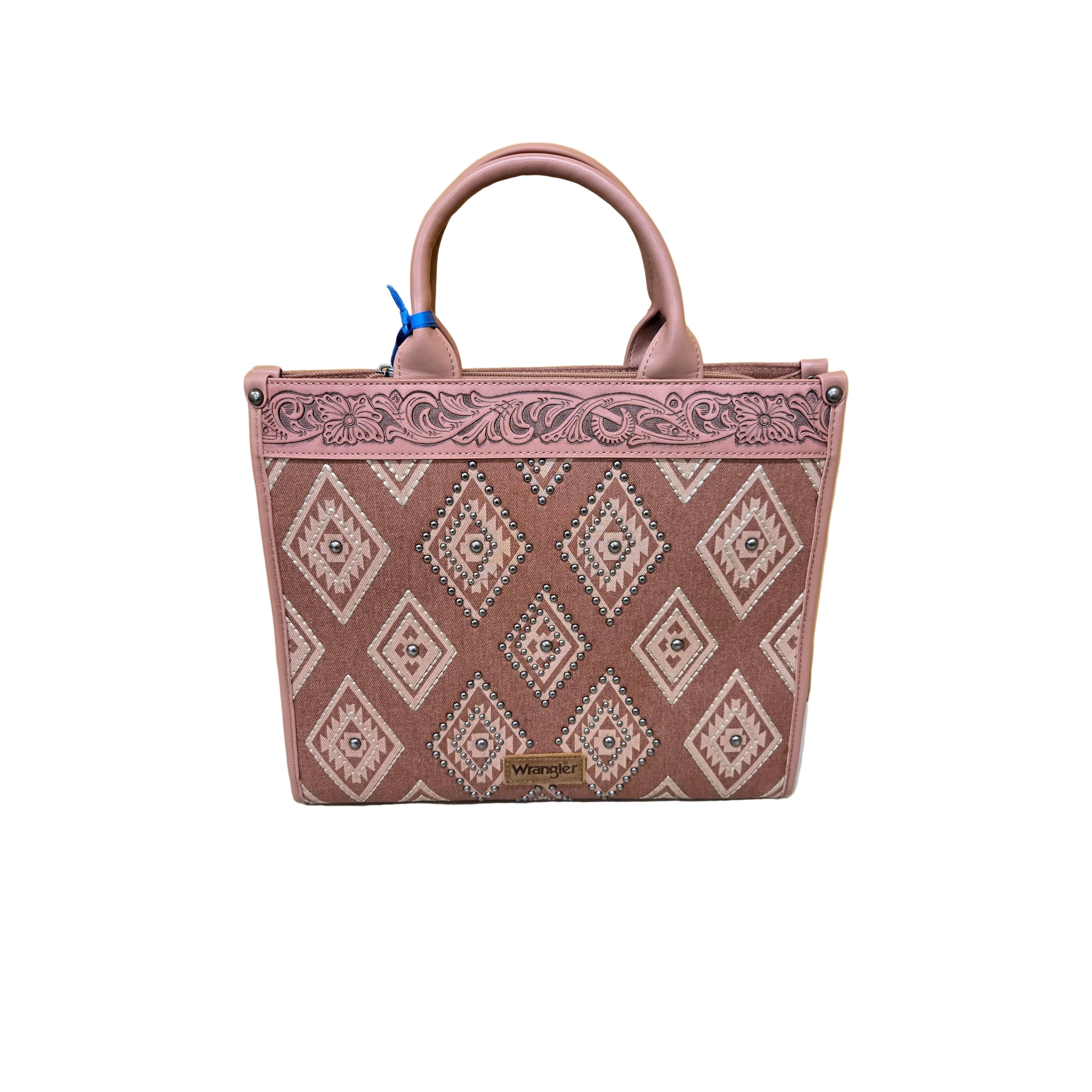 Wrangler Aztec Studded Denim Tote & Crossbody Bag- Multiple Colours - Image 5