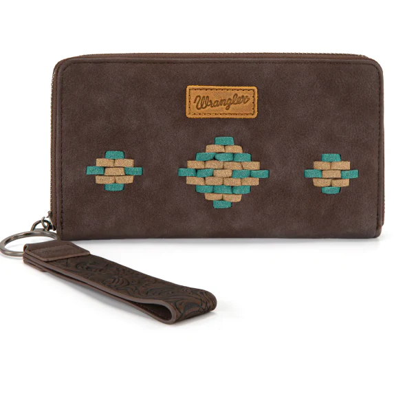 Wrangler Aztec Woven Zip Around Wallet with Wristlet- Multiple Colours - Image 2