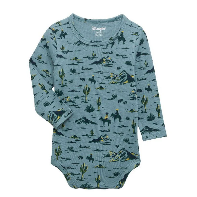 Wrangler Baby Boy Long Sleeve Bodysuit- Blue