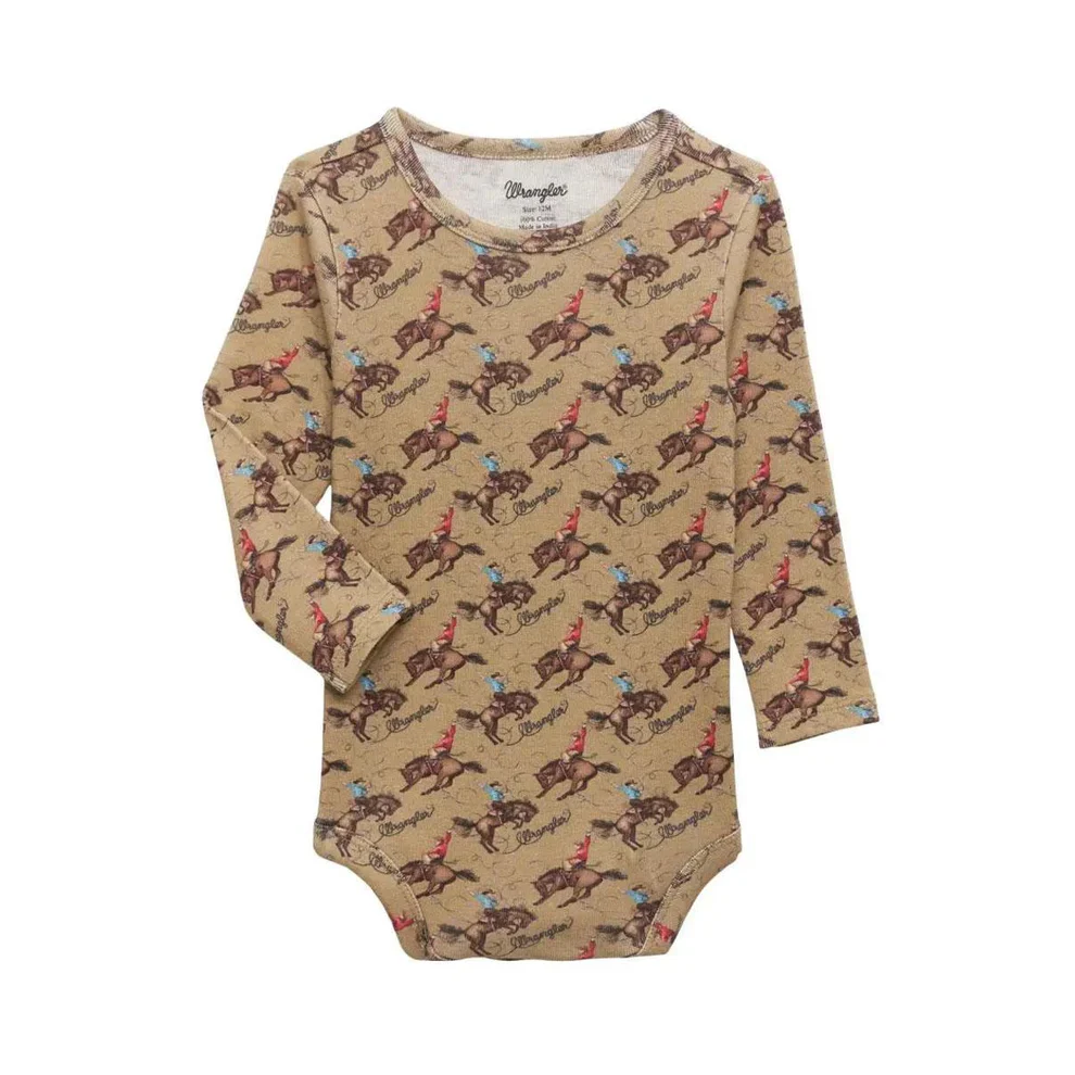 Wrangler Baby Boy Long Sleeve Bodysuit- Tan