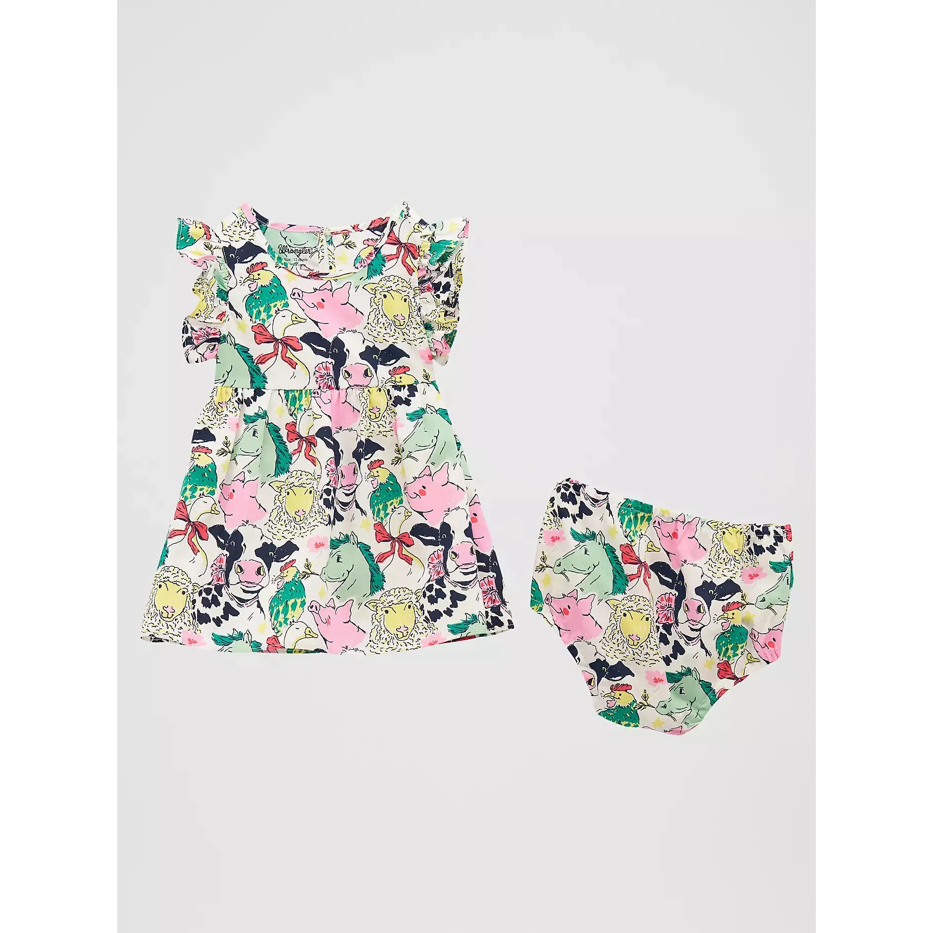 Wrangler Baby Girl's Ruffle Sleeve Print Dress - White