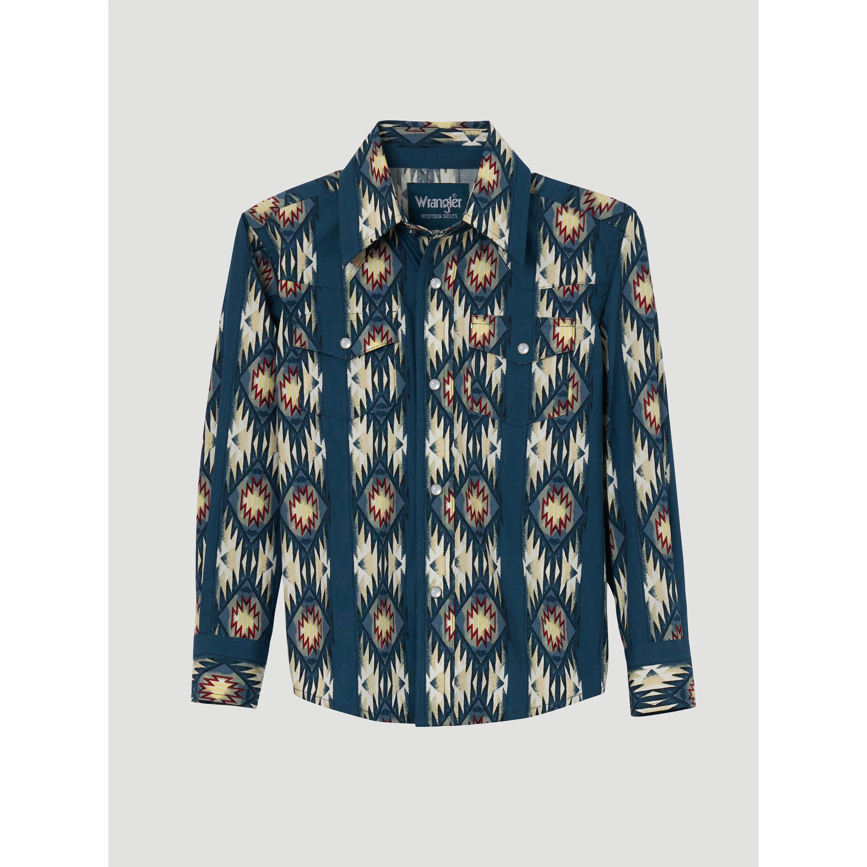 Wrangler Boy's Long Sleeve Checotah Shirt - Navy