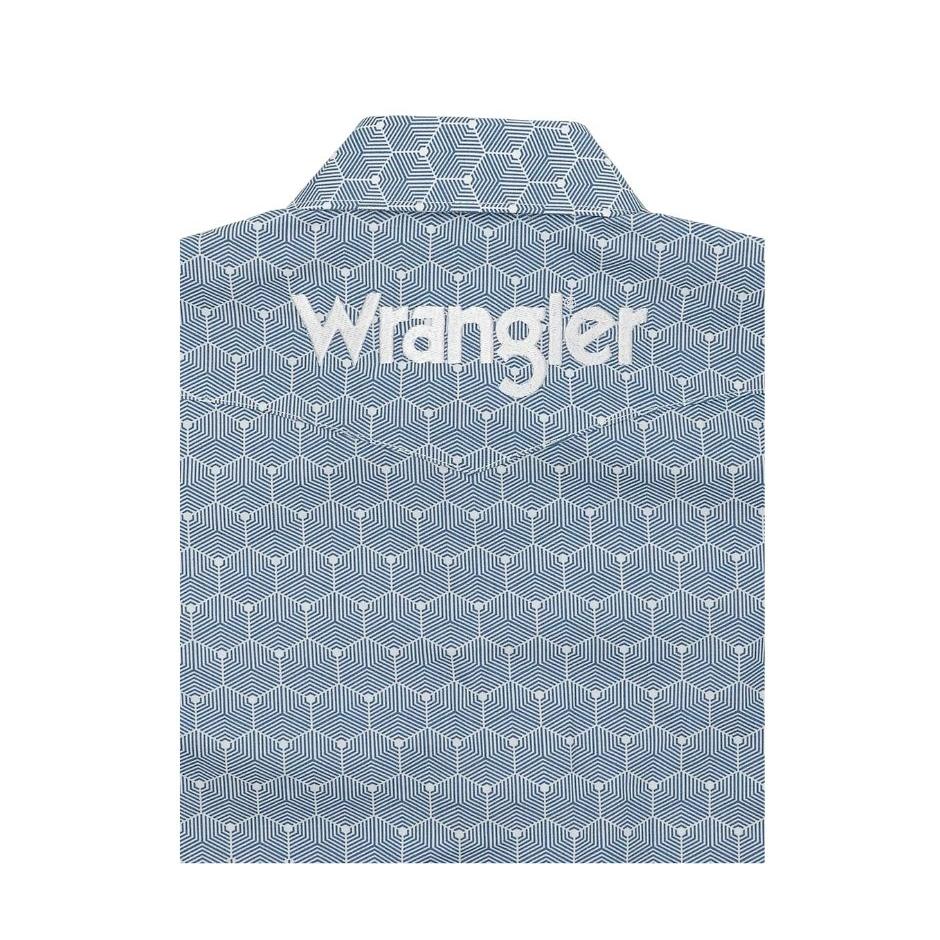 Wrangler Boy's Logo Long Sleeve Shirt- Blue - Image 2