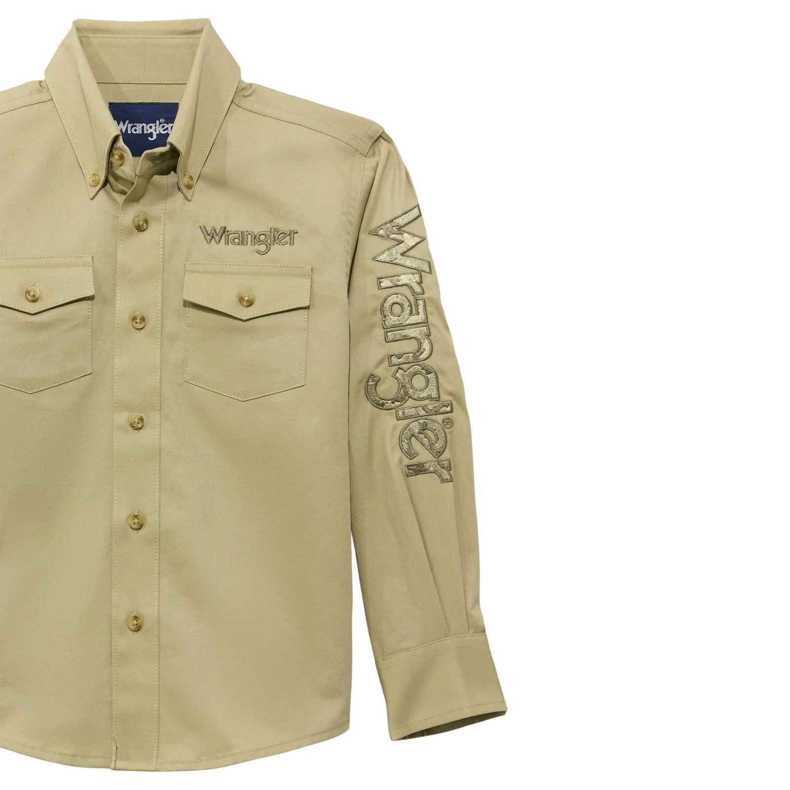 Wrangler Boy's Logo Long Sleeve Shirt - Brown - Image 3