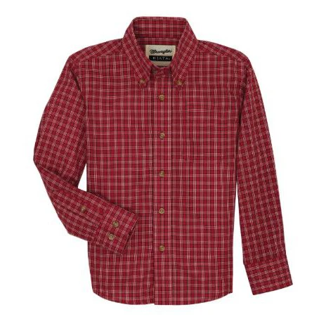 Wrangler Boy's Riata Long Sleeve Shirt- Blue/Red - Image 2