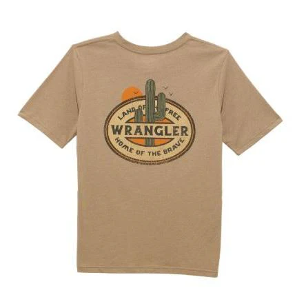 Wrangler Boy's Short Sleeve Cactus Tee Shirt- Roasted Cashew Heather - Image 2
