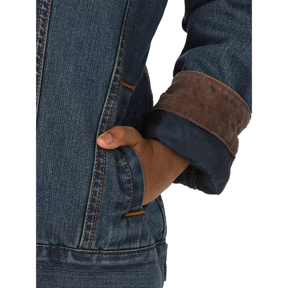 Wrangler Boy's Western Styled Sherpa Lined Denim Jacket - Rustic Blue - Image 3