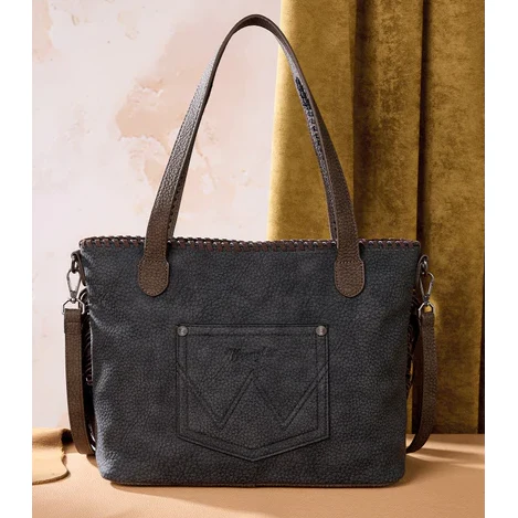 Wrangler Braided Tassel Tote Bag - Black - Image 2