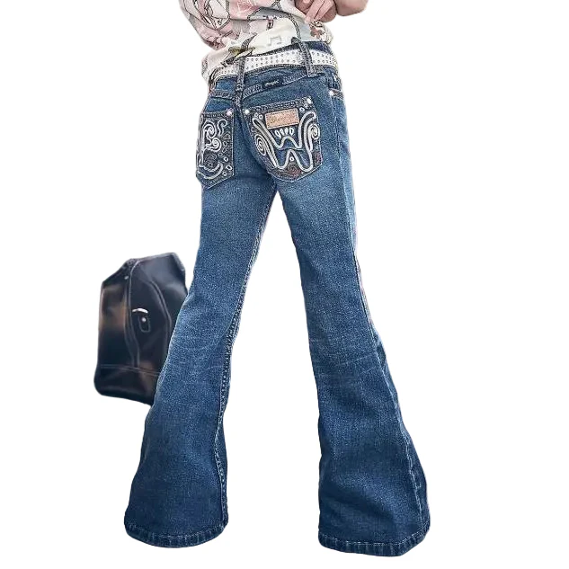 Wrangler Girl's Lainey Wilson Embroidered Bell Bottoms- Boho Wash