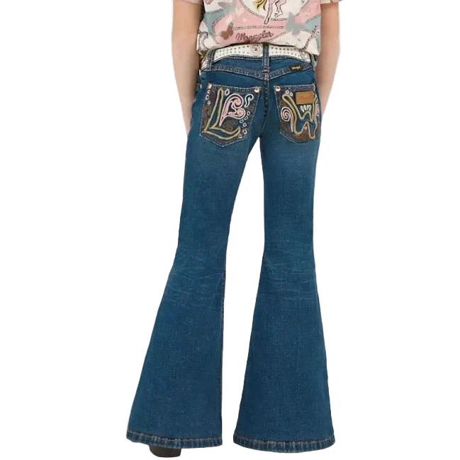 Wrangler Girl's Lainey Wilson Embroidered Bell Bottoms- Boho Wash - Image 2