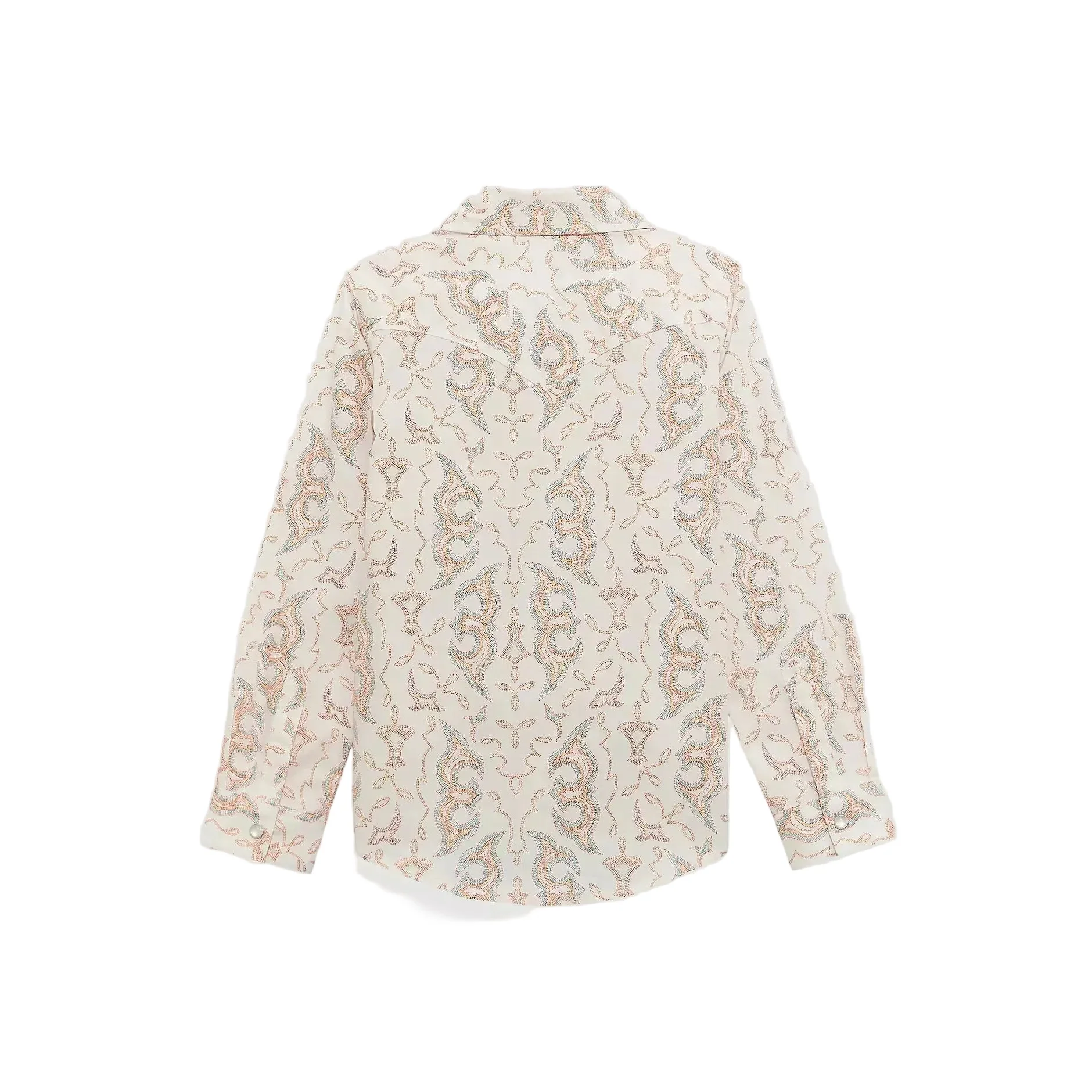 Wrangler Girl's Long Sleeve Bold Print Western Snap Shirt - White - Image 2