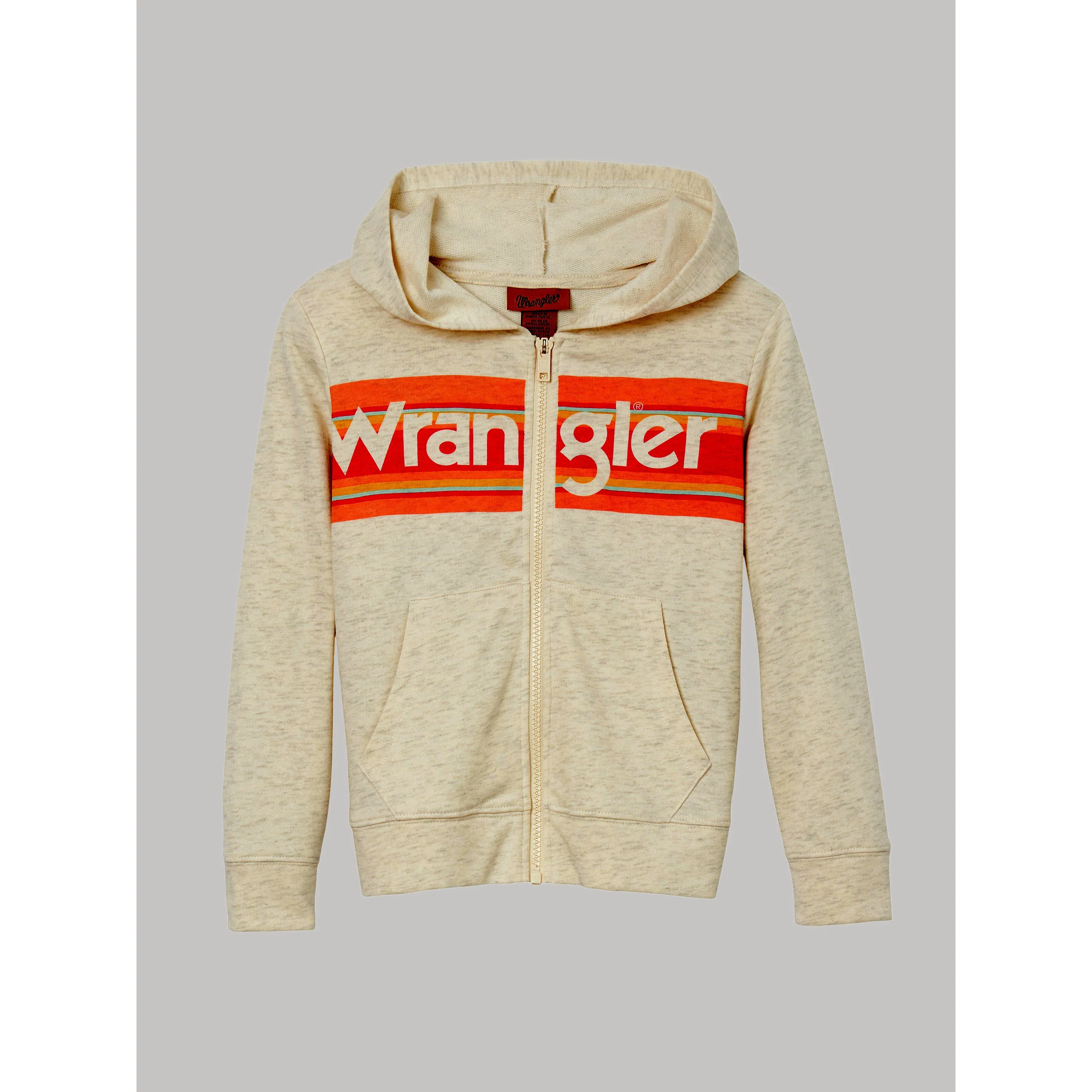 Wrangler Girl's Long Sleeve Logo Full Zip Sweater - Oat