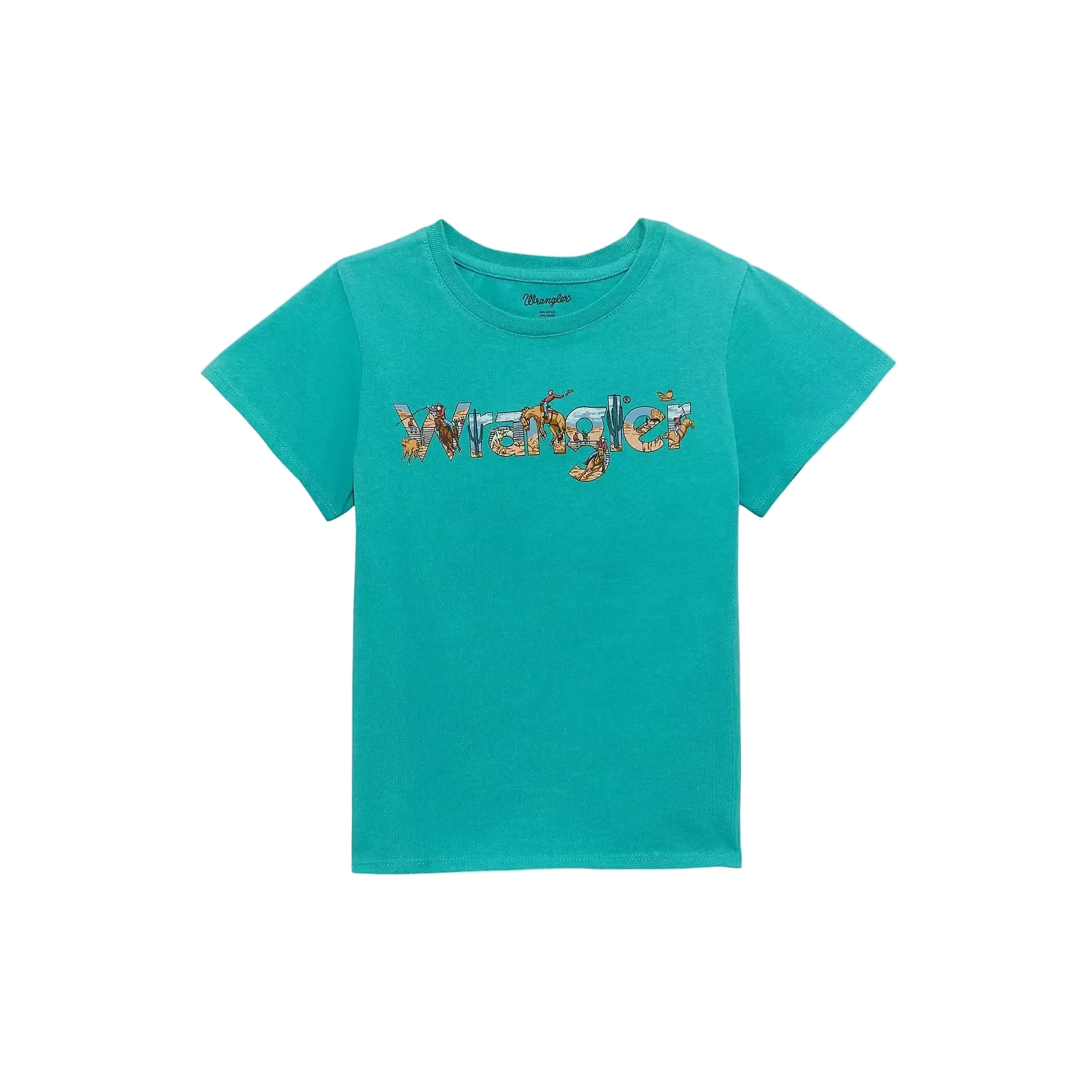 Wrangler Girl's Western Wrangler Graphic Short Sleeve Tee Shirt - Teal